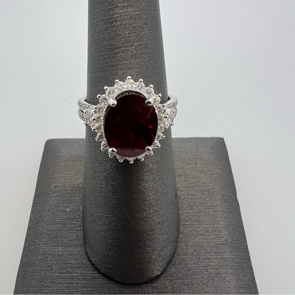 14k White Gold Diamond & Ruby Ring - Picture 7 of 9